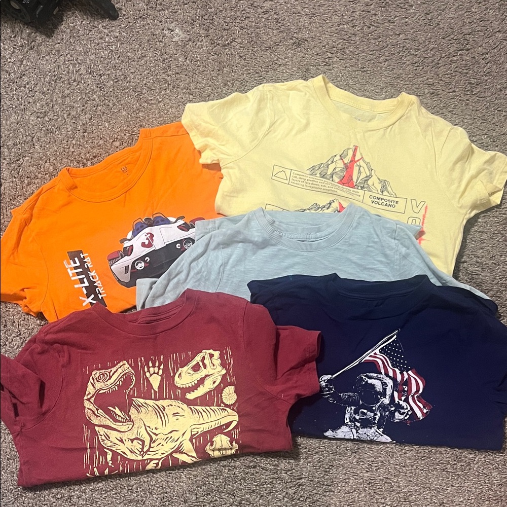 GAP Boys Short Sleeve Graphic Tee Bundle - Orange, Yellow, Blue, Navy, Burgundy